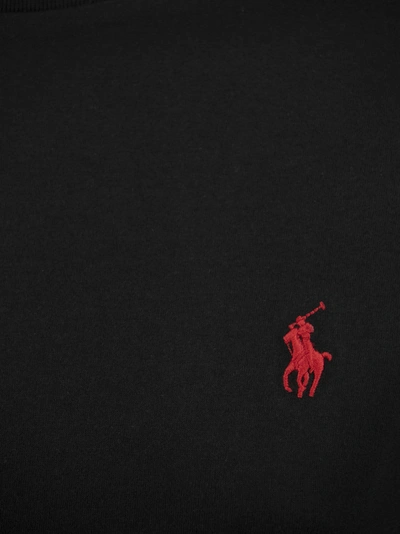 Polo Ralph Lauren Black Crewneck T-shirt With Pony Embroidery On The Front In Black