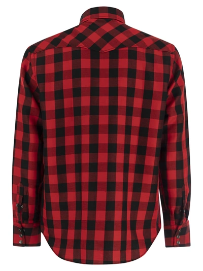 Pt Pantaloni Torino Checked Shirt In Cotton And Linen Blend