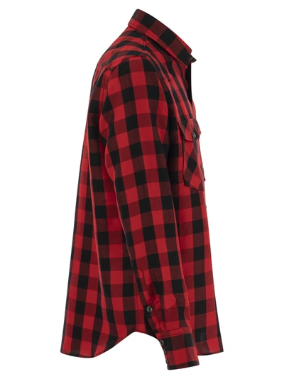 Pt Pantaloni Torino Checked Shirt In Cotton And Linen Blend