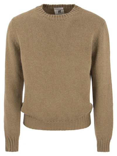 Shop Pt Pantaloni Torino Crew Neck Pullover In Wool And Angora Blend