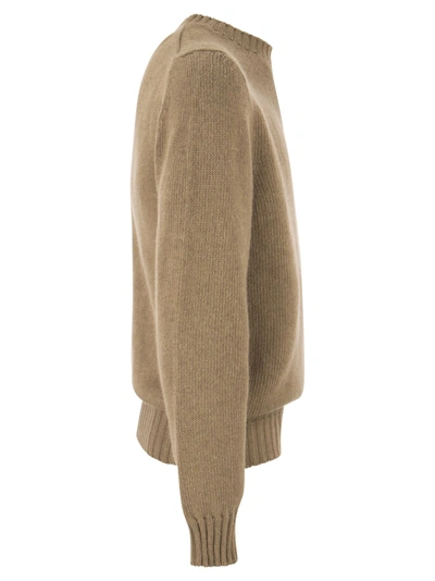 Shop Pt Pantaloni Torino Crew Neck Pullover In Wool And Angora Blend