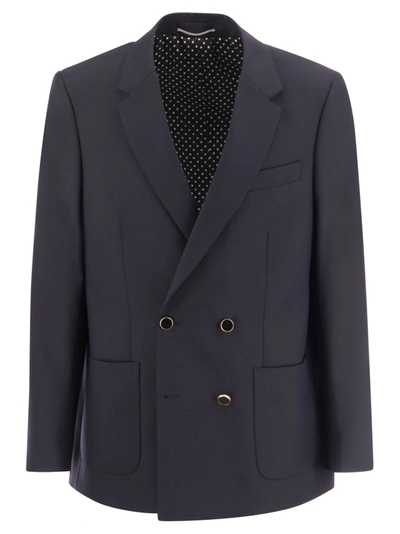 Shop Pt Pantaloni Torino Double Breasted Jacket In Wool Blend