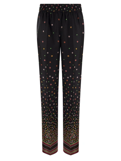 Shop Red Valentino Floral Print Silk Trousers