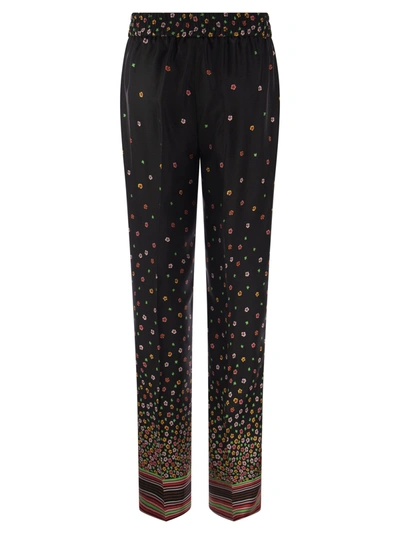 Shop Red Valentino Floral Print Silk Trousers