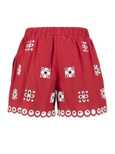 Shop Red Valentino Cotton Shorts With Sangallo Embroidery