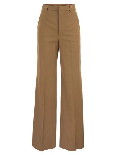 Shop Red Valentino Wide Trousers In Viscose And Wool