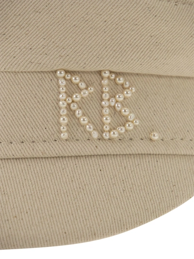 Shop Ruslan Baginskiy Pearls Embellished Baker Boy Cap