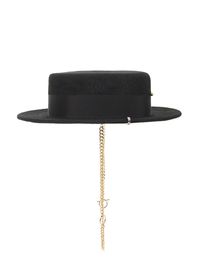 Shop Ruslan Baginskiy Piercing Beige Felt Canotier Hat