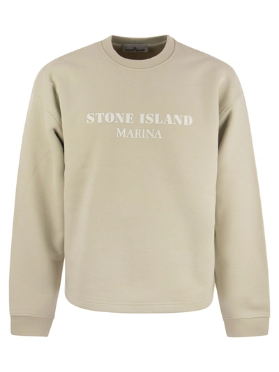 Shop Stone Island Crew Neck Sweatshirt With Inscription