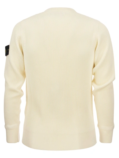 Shop Stone Island Ribbed Sweater In Virgin Wool