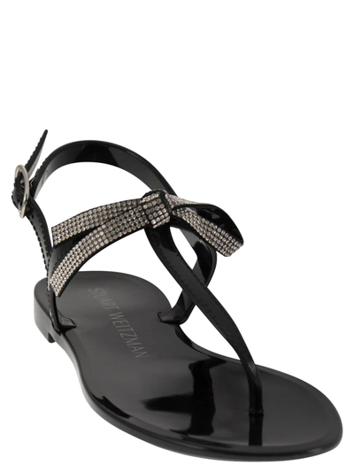 Shop Stuart Weitzman Bow Jelly Thong Sandal With Bow And Rhinestones