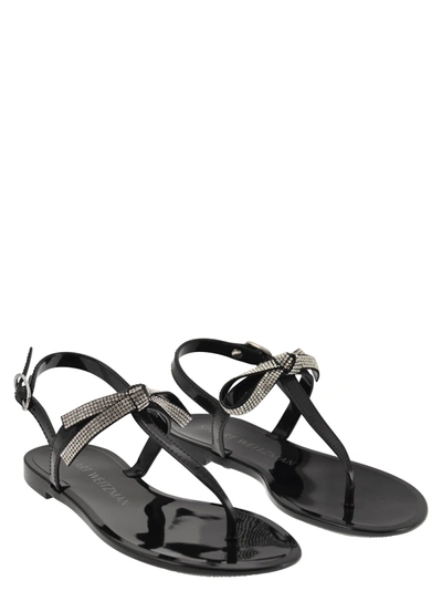 Shop Stuart Weitzman Bow Jelly Thong Sandal With Bow And Rhinestones