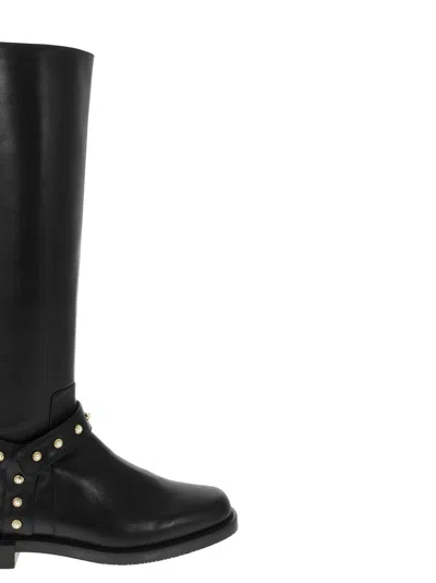 Shop Stuart Weitzman Pearl Moto Leather Boot With Pearls