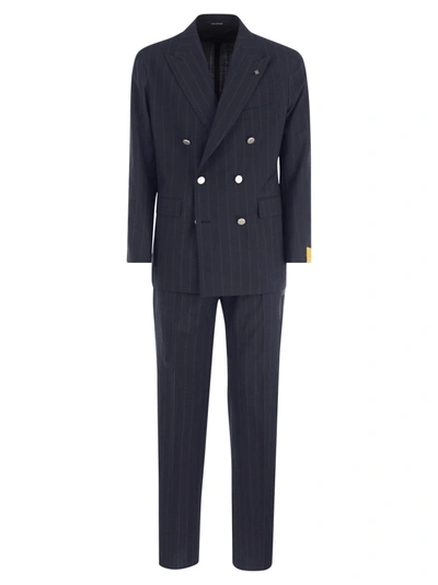 Shop Tagliatore Double Breasted Pinstripe Suit