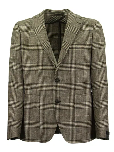 Shop Tagliatore Prince Of Wales Jacket In Wool, Silk And Cashmere