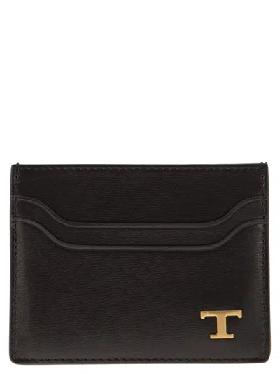 Tod's Men Leather Card Holder With Logo In Multi