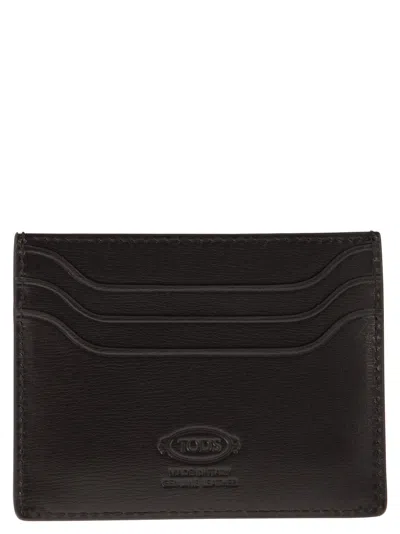 Tod's Men Leather Card Holder With Logo In Multi