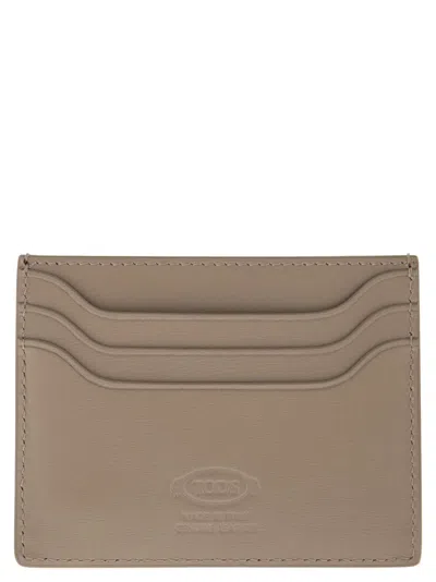 Shop Tod's Leather Card Holder With Logo