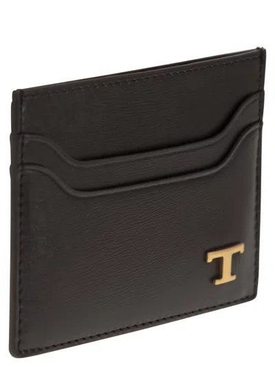 Tod's Men Leather Card Holder With Logo In Multi