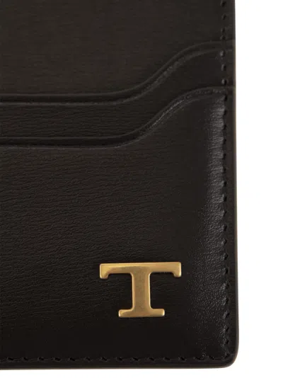Tod's Men Leather Card Holder With Logo In Multi