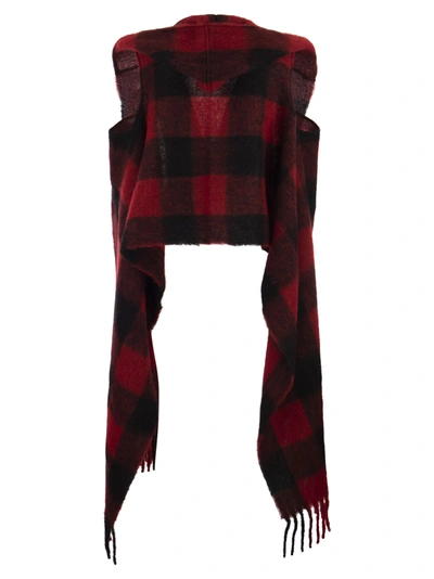 Shop Woolrich Hooded Scarf With Checked Pattern