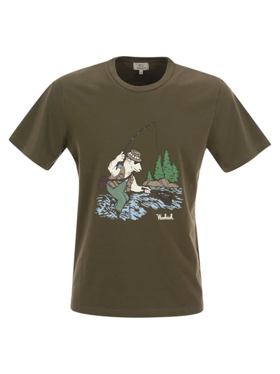 Shop Woolrich Pure Cotton T Shirt With Illustration
