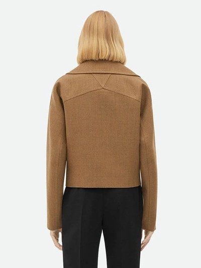 Shop Bottega Veneta Women Wool Cropped Jacket In Brown