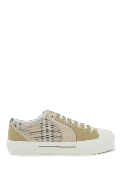 Shop Burberry Vintage Check &amp; Leather Sneakers Men In Multicolor