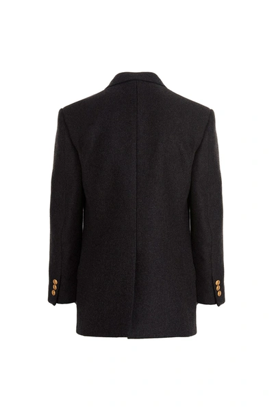 Shop Gucci Men Cashmere Wool Double Breast Blazer Jacket In Black