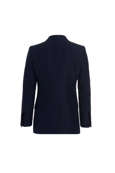 Shop Gucci Men Velvet Lapels Blazer Jacket In Blue