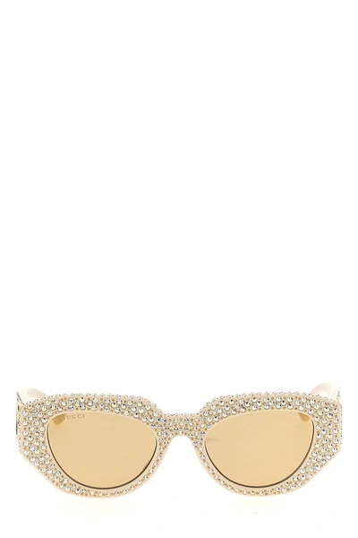 Shop Gucci Women Geometric Crystal Sunglasses In White