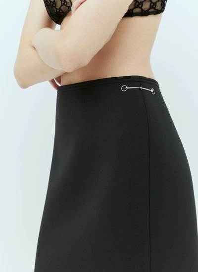 Shop Gucci Women Horsebit Pencil Midi Skirt In Black