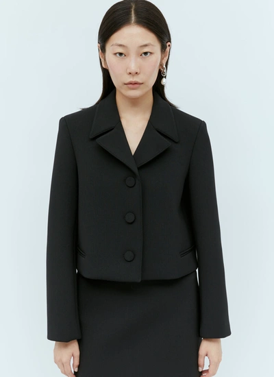Shop Gucci Women Neoprene Cropped Blazer In Black