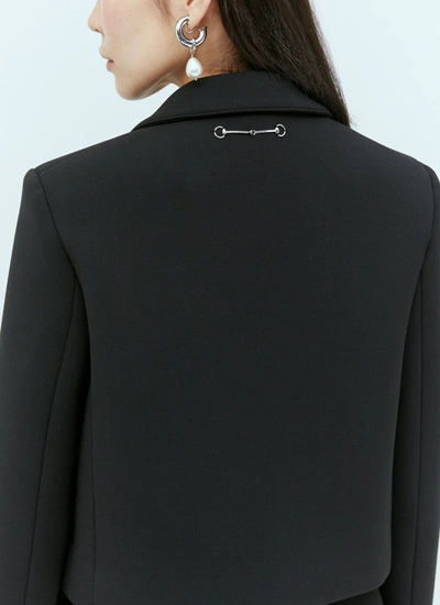 Shop Gucci Women Neoprene Cropped Blazer In Black