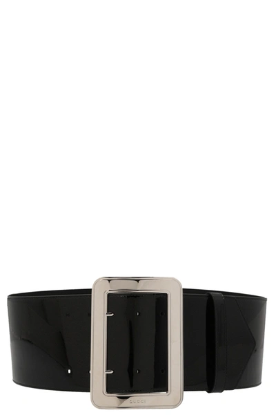 Shop Gucci Women Painted Leather Belt In Black