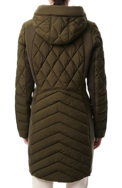 Shop Bernardo Mixed Media Water Resisant Quilted Puffer Jacket In Olive
