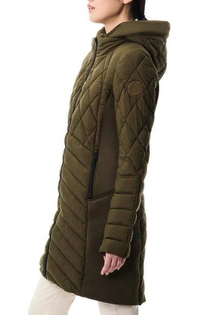 Shop Bernardo Mixed Media Water Resisant Quilted Puffer Jacket In Olive