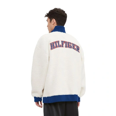 Shop Tommy Hilfiger Cream New York Giants Jordan Sherpa Quarter-zip Sweatshirt