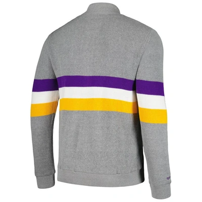Shop Mitchell & Ness Gray Minnesota Vikings Striped Full-zip Cardigan Sweater