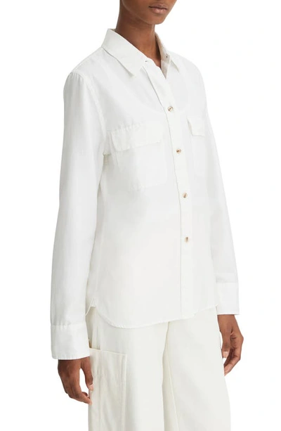 Shop Vince Utility Long Sleeve Button-up Shirt In Optic White