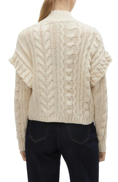 Shop Vero Moda Isla Cable Stitch Turtleneck Sweater In Birch