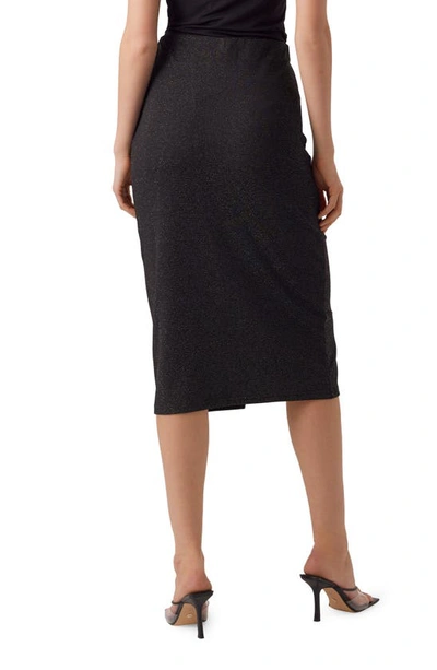 Shop Vero Moda Kanva Sparkle Ruched Skirt In Black Detailsilver Lurex