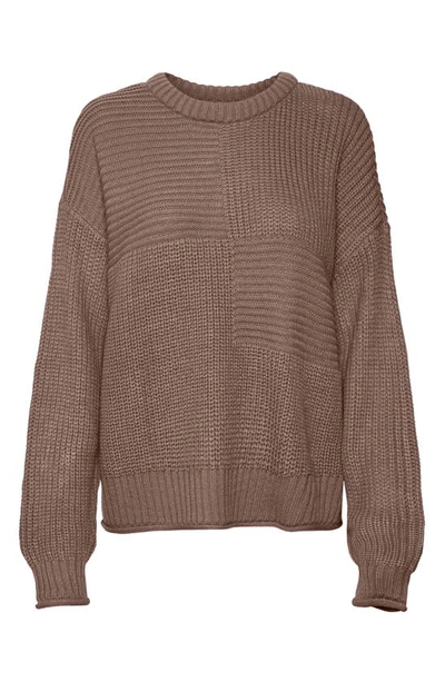 Shop Vero Moda Vada Crewneck Sweater In Brown Lentil
