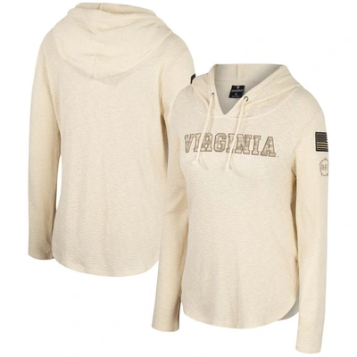 Shop Colosseum Cream Virginia Cavaliers Oht Military Appreciation Casey Raglan Long Sleeve Hoodie T-shirt