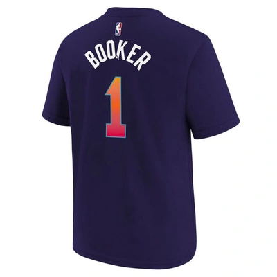 Shop Nike Youth  Devin Booker Purple Phoenix Suns 2023/24 City Edition Name & Number T-shirt