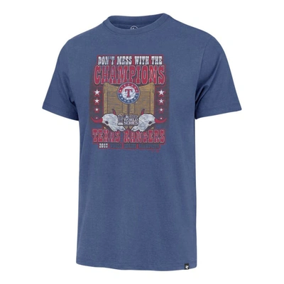 Shop 47 ' Royal Texas Rangers 2023 World Series Champions Local Playoff Franklin T-shirt