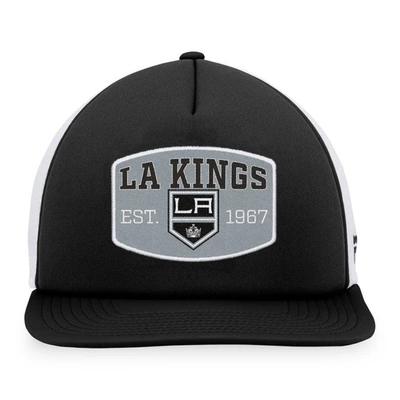 Shop Fanatics Branded Black/white Los Angeles Kings Foam Front Patch Trucker Snapback Hat