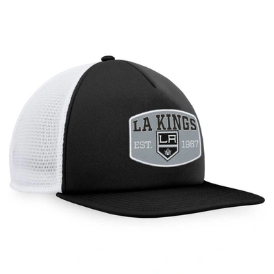 Shop Fanatics Branded Black/white Los Angeles Kings Foam Front Patch Trucker Snapback Hat