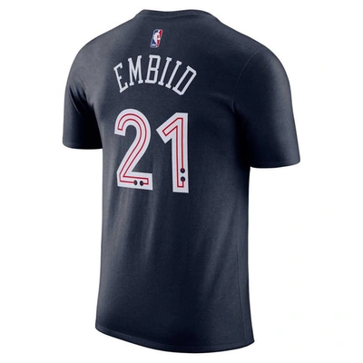 Shop Nike Joel Embiid Navy Philadelphia 76ers 2023/24 City Edition Name & Number T-shirt