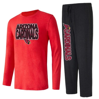 Shop Concepts Sport Black/cardinal Arizona Cardinals Meter Long Sleeve T-shirt And Pants Sleep Set